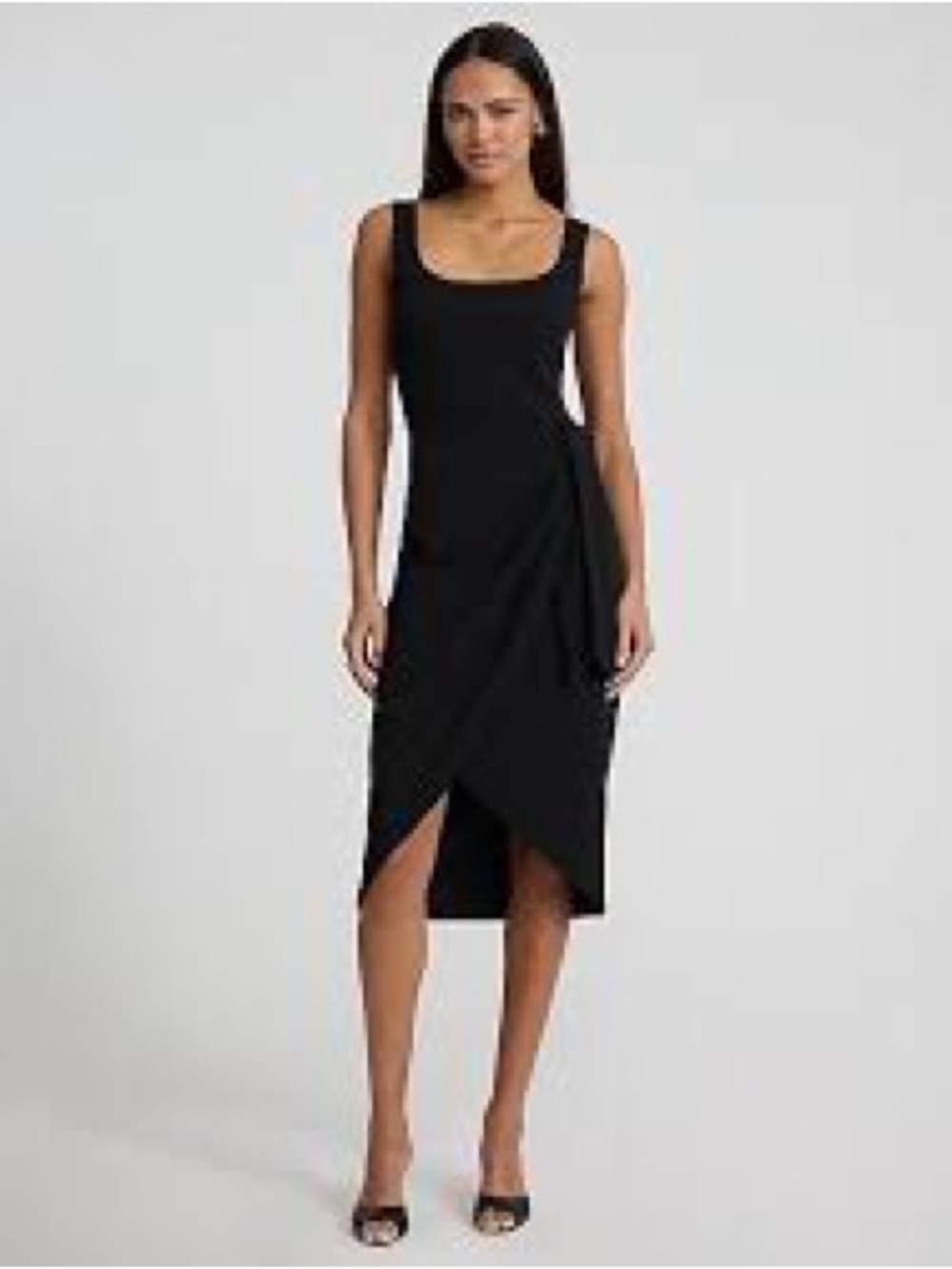Express Scoop Neck Tie Wrap Midi Sheath Dress